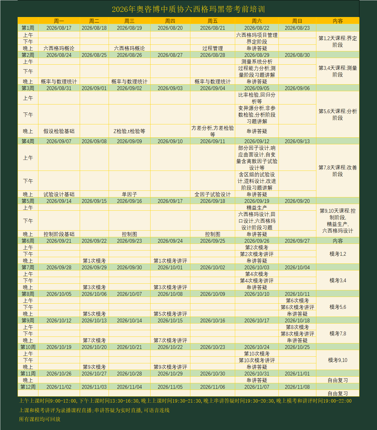 11月六西格玛课程安排.png